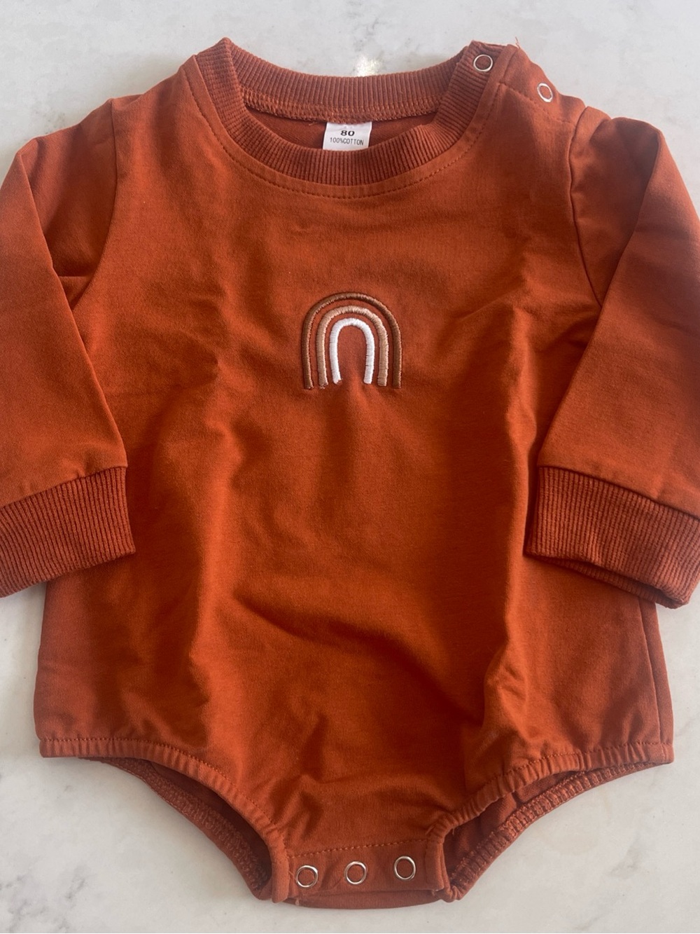 Long-Sleeve Bodysuit with Rainbow Embroidery